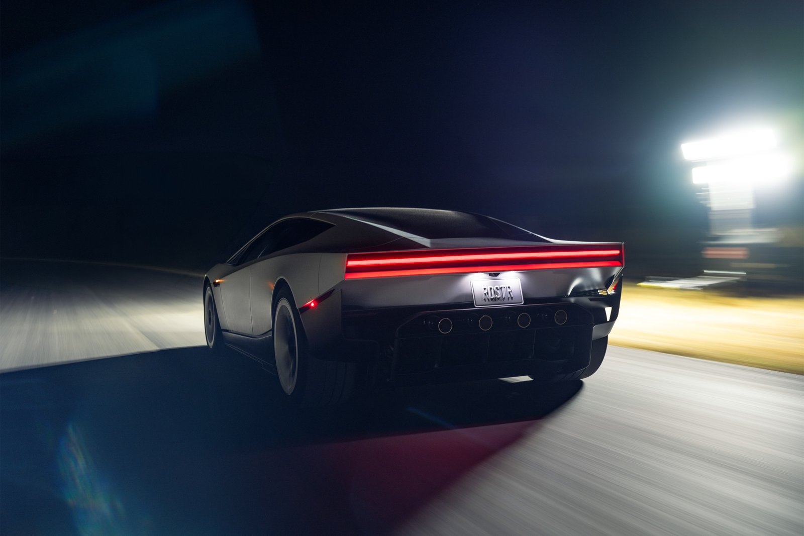 Le nouveau Tesla Roadster vu de trois quarts arrière