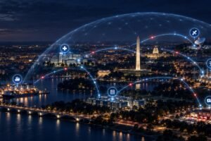 Washington et ses infrastructures critiques reliées par un réseau de protection numérique