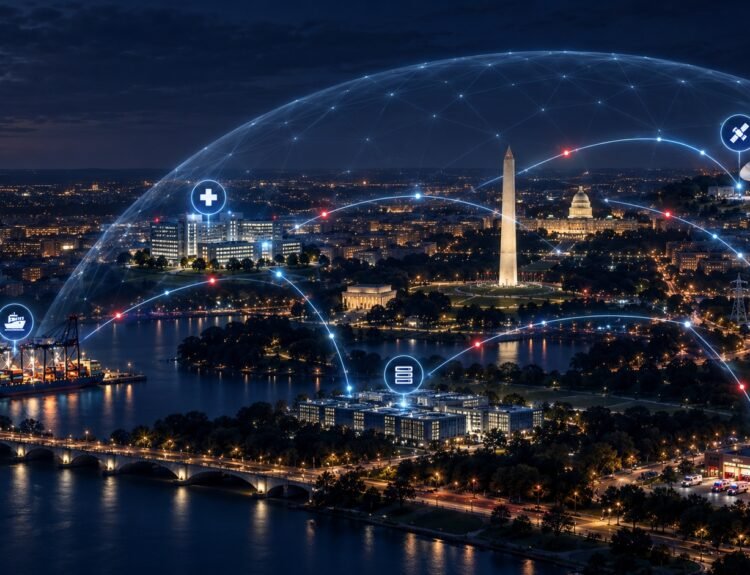 Washington et ses infrastructures critiques reliées par un réseau de protection numérique
